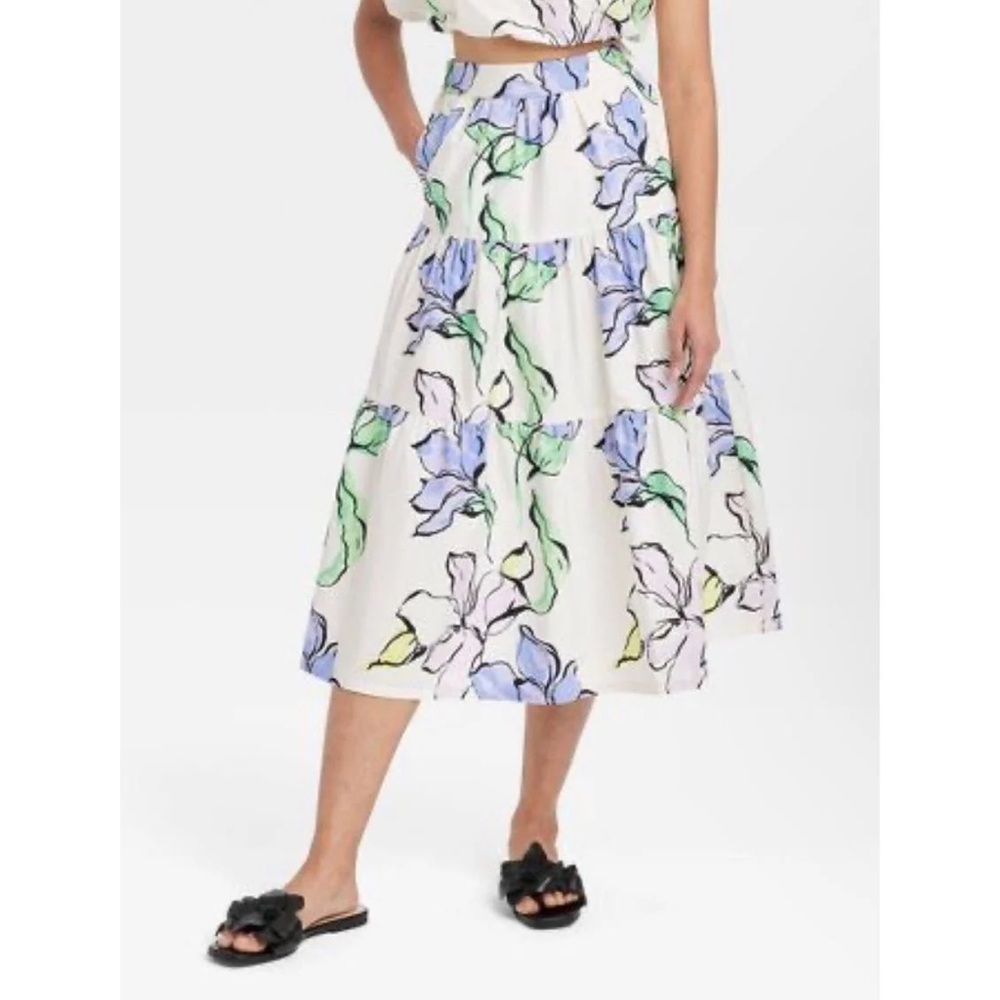 A New Day A-line Floral Midi Skirt - Anthropologie